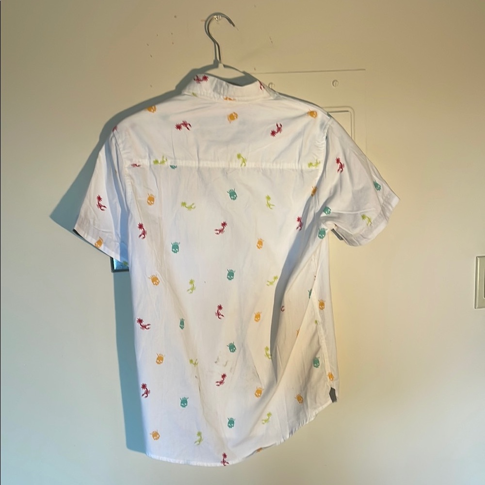 Men's White Shirt with Multicolor Print - Picture 2 of 4